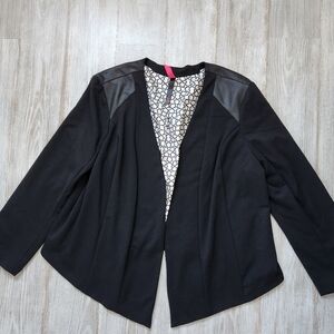 Pure Energy High Low Open Front Blazer Pleather Detailing Women's Juniors Size 3